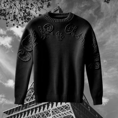 PARIS SCHWARZER STRICKPULLOVER